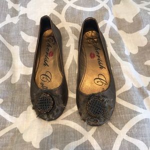 Copper and brown embellished ballet flats size 8